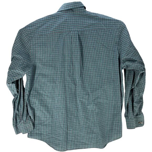 Van Heusen Shirt Men XL Blue Green Checkered Button Up Long Sleeve Cotton Blend - Picture 3 of 8